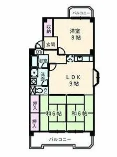 七反田ハイツ【4階】の間取り