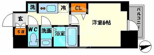 プレサンス松屋町ヴェルデス【11階】の間取り