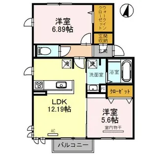 グランレーヴ弐番館【2階】の間取り