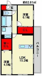 アピアランス中井【101号室】の間取り