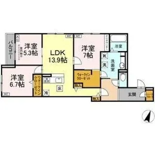 ルヴィータ川名山町【202号室】の間取り