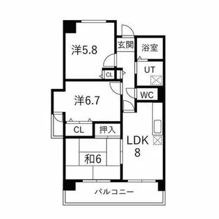 ベルメゾン堺【211号室】の間取り