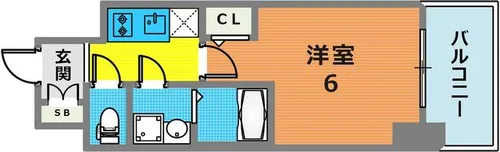 エスリードレジデンス神戸兵庫駅前【1403号室】の間取り