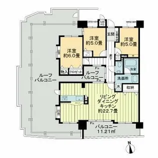 ライオンズマンション築地口弐番館【13階】の間取り
