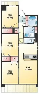 レシオ安堂寺【8階】の間取り