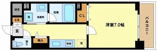 ハビテ靭センターコート【14階】の間取り