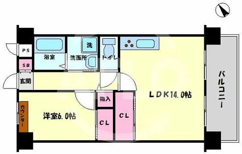 ラピュタ九条【10階】の間取り