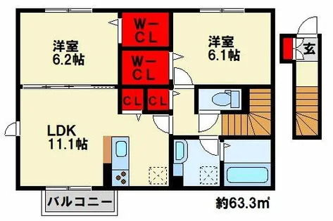 CloverⅡ【202号室】の間取り
