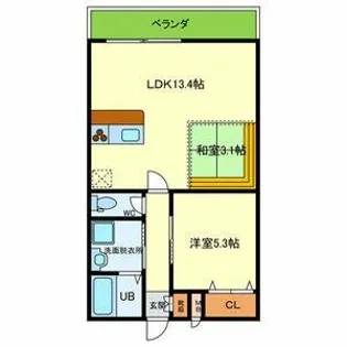 カルム御陵前【202号室】の間取り