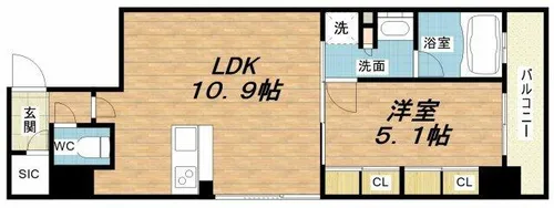 レジェンドール心斎橋EAST【5階】の間取り