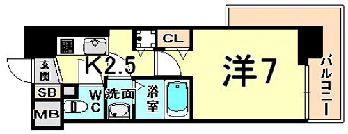 フラシア東難波【8階】の間取り