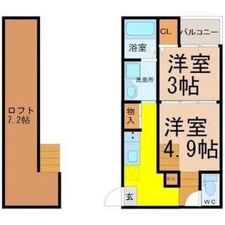 ハーモニーテラス河岸町Ⅱ【203号室】の間取り