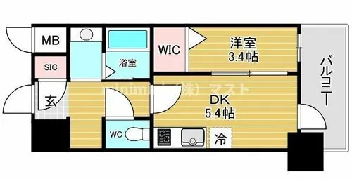 エステムコート難波WEST-SIDEⅨレデント【316号室】の間取り