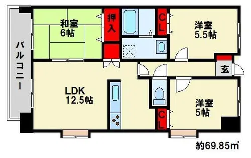 オータムパレス【3階】の間取り