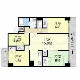 山王住宅S棟【5階】の間取り