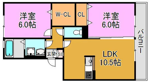 グレース中谷 A・B棟【1階】の間取り