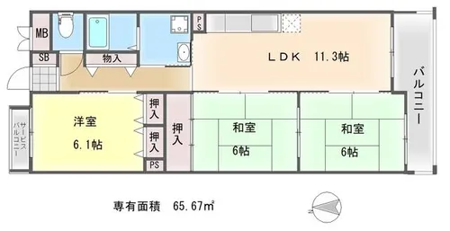 ソフィスタ北山【1階】の間取り