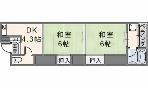 八戸ノ里文化Ⅰ【1階】の間取り
