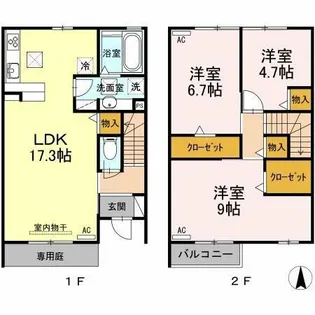 セジュール華音【102号室】の間取り