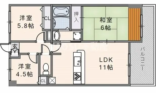 オーク新石切【13階】の間取り