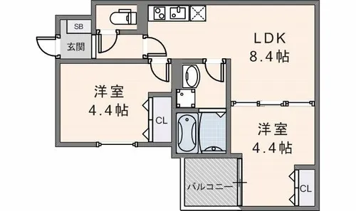 D porta urban life【201号室】の間取り
