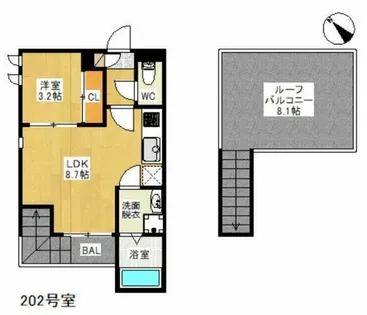 GRANDTICエルドラード香椎【2階】の間取り