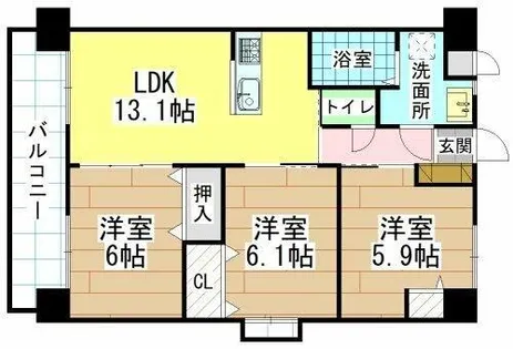 福岡県北九州市小倉北区菜園場1丁目【マンション】の間取り