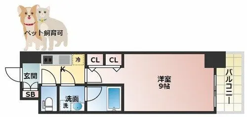 スプランディッド淀屋橋DUE【9階】の間取り