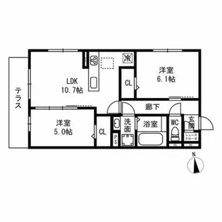 Fleur Ⅱ【1階】の間取り