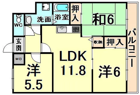 アルカディア武庫之荘東【6階】の間取り