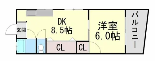 西灘マンション【3階】の間取り
