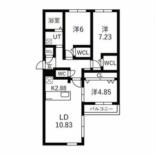 Village Kotoni【201号室】の間取り