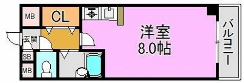 ハイグレース長田【6階】の間取り