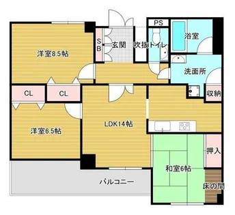 ライオンズマンション檜尾【1階】の間取り