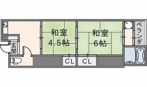 八戸ノ里文化Ⅱ【205号室】の間取り