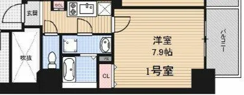 エグゼ堺筋本町【13階】の間取り