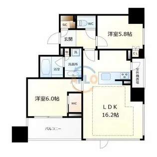 ザ・パークハウス大阪梅田タワー【24階】の間取り