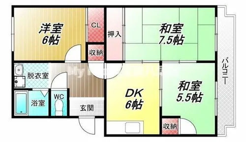 サンハイツ高安【103号室】の間取り