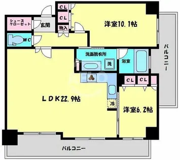 2LDKの間取り画像