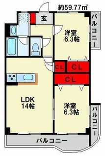 ニューガイア上石田【2階】の間取り