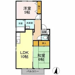 グリーンパーク大善寺Ⅱ A棟【202号室】の間取り