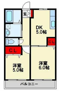 パーシモン B棟【102号室】の間取り