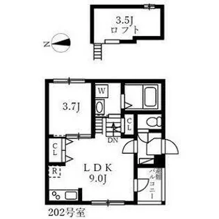 ハーモニーテラス上石川町【202号室】の間取り