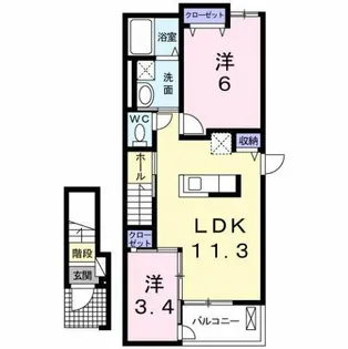 メゾン ド ソレイユ【202号室】の間取り
