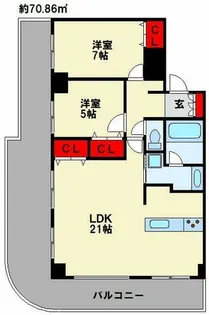 KOKURA TOWER【13階】の間取り