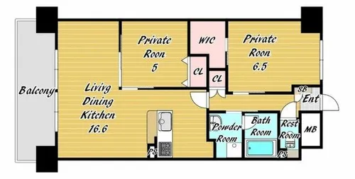 シュワーブ三国ヶ丘【6階】の間取り