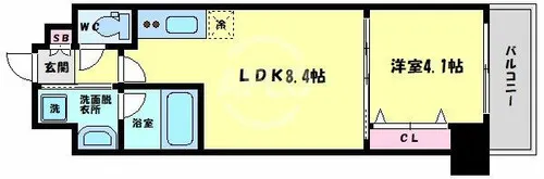 北浜プライマリーワン【7階】の間取り
