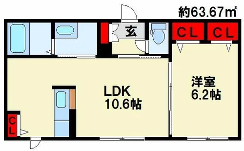 レクシオ明治 B棟【1階】の間取り