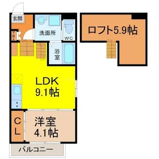 ハーモニーテラス茶屋坂通【2階】の間取り
