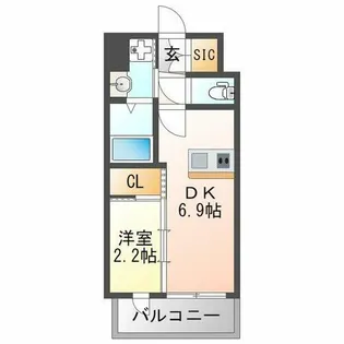 セレニテ十三ミラク【3階】の間取り